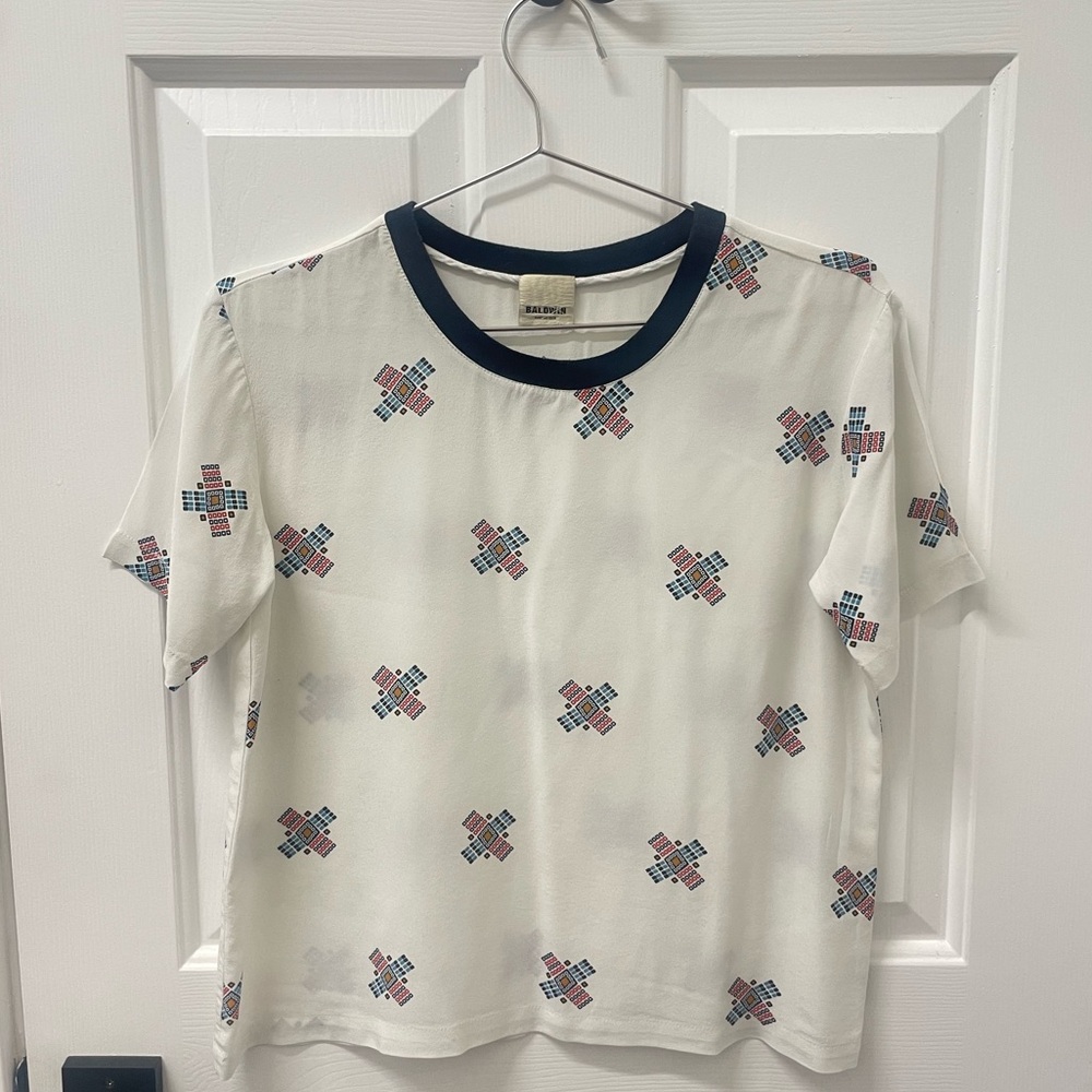 Baldwin tribal print silk blouse